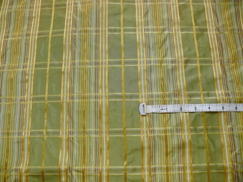BY YARD KRAVET COUTURE SATIN CORD PLAID PERIDOT GREEN GOLD MSRP$250/Y - Picture 5 of 11