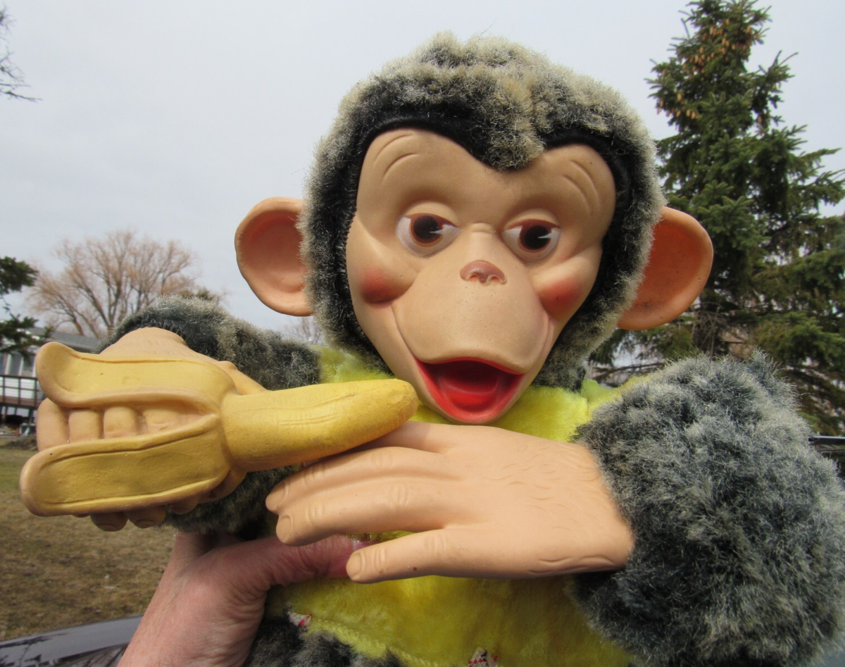 ぬいぐるみ Vintage Stuffed Toys Vintage Mr. BIM Plush Rubber Face Monkey/Chimpanzee Howdy