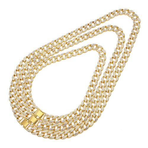 Brazalete de cadena de eslabones cubanos Miami 14 mm chapado en oro blanco circonita helada collar para hombre - Imagen 8 de 10