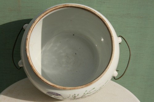 Ceramic Cover Pot Chinese Calligraphy Decor & Characters Early 20th Century - Picture 9 of 12