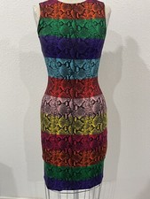 Alice + Olivia Delora Rainbow Snake Dress Women’s Size 0
