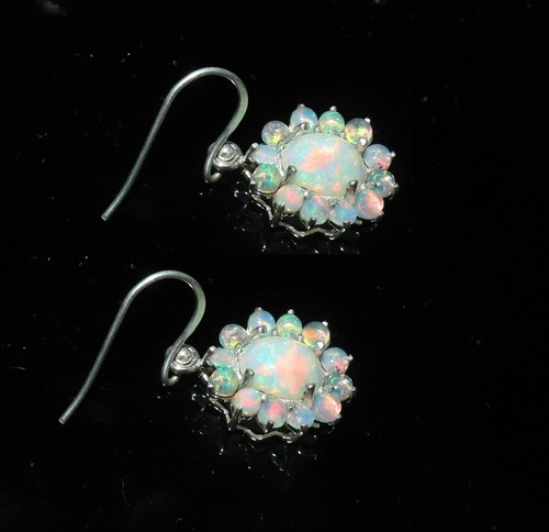 Natural Ethiopian fire opal Earrings in sterling silver beautiful gift for women - Picture 5 of 8