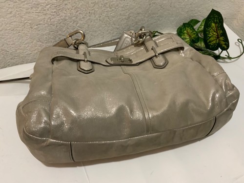 Coach Metallic Gray Satchel Bag Style G1126-18773 Handbag Purse - Picture 7 of 16
