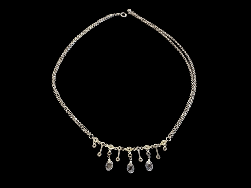 Collar Gargantilla Colgante Colgante Doble Hebra de Cristal de Esterlina 925 de Colección - Imagen 6 de 7