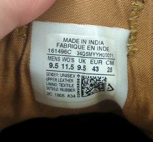 Tan/Brown Leather Converse All Stars UK 9.5 Trainers Sneakers Pumps - Picture 11 of 11