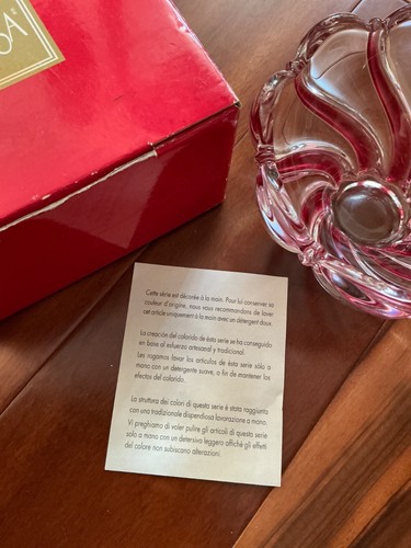 Mikasa Peppermint Red Swirl Glass Trinket or Candy Dish - Walther Glass /w Box - Picture 7 of 12