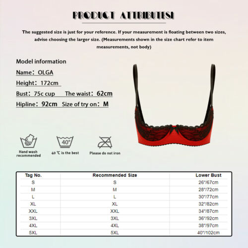 Women Sexy 1/4 Cup Push Up Underwire Lace Shelf Bra Tops Brassiere Lingerie - Picture 20 of 66