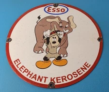 Vintage Esso Gasoline Sign - Mickey Mouse Gas Service Station Porcelain Sign