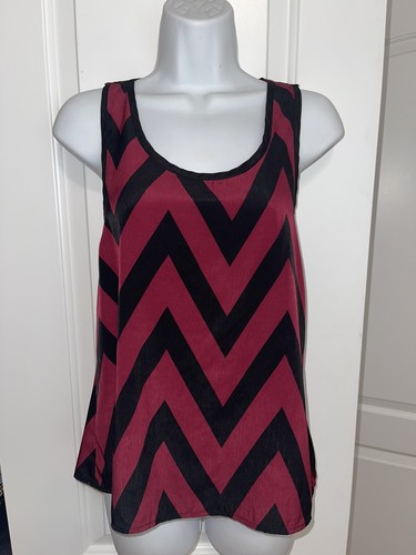 Charlotte Russe Juniors Small Burgundy & Black Chevron Sleeveless Polyester Top - Picture 1 of 11