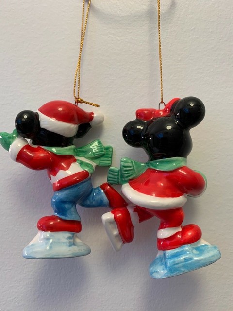mickey and minnie ice skating figurine