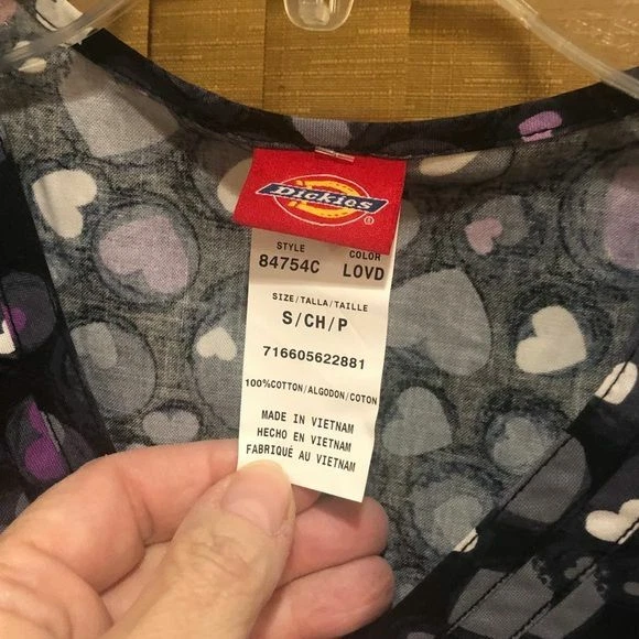 NWT Dickies Scrubs Top Love You A Dot Small S - Image 4 of 4