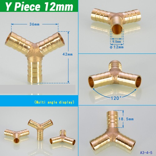 Raccord de tuyau laiton droit pièce en T pièce en Y pièce croisée au choix 3mm - 25mm - Photo 18/44