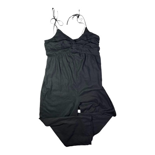NWT Old Navy XL Tie-Shoulder Cropped Twist-Front Smocked Jumpsuit Black