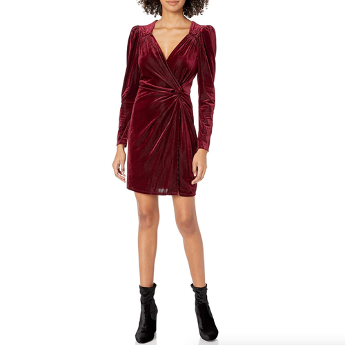ASTR the Label Lanita Velvet Dress Red Merlot Women’s Size Medium - Picture 2 of 14
