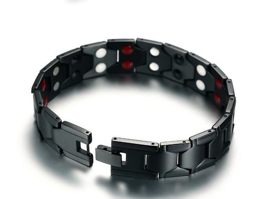 18mm Titanium Germanium Magnetic Energy Mens Bracelet Power Balance Gold Black - Picture 8 of 10