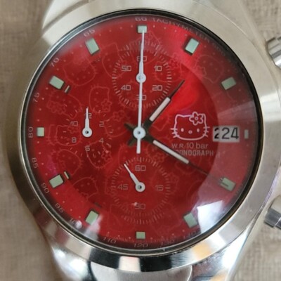 Citizen Hello Kitty Chronograph Watch Silver Red 2000 Limited | eBay