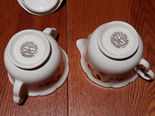 Vintage Hall Jewel Tea Autumn Leaf Ruffled-d Sugar and Creamer Set - Picture 8 of 8