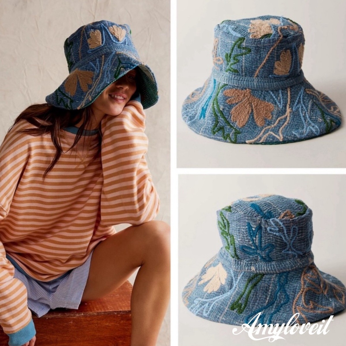 Free People Vintage Kantha Bucket Hat New | eBay