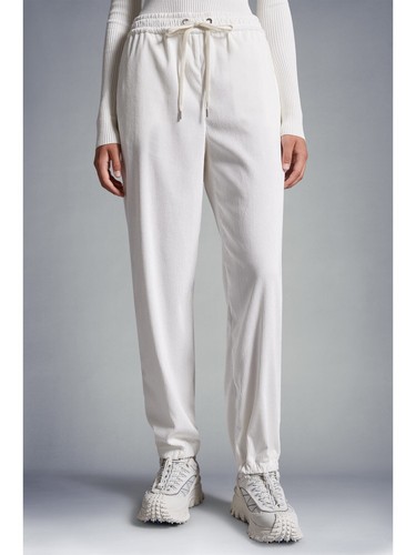 Moncler Womens White Corduroy Drawstring Jogger Pants Trousers M logo $1425 - Picture 4 of 7