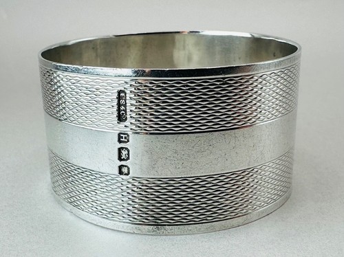 Vintage Sterling Silber Serviettenring, London 1943 von E. Silver & Co