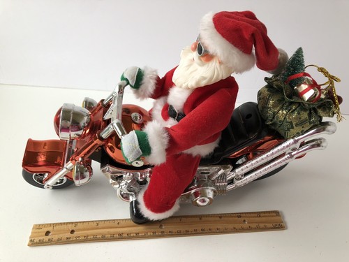 Santa's World On Motorcycle Bearing Gifts 13" L × 9" H - Picture 7 of 9