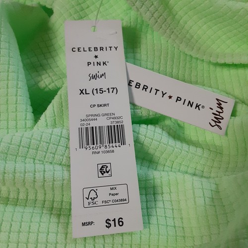 Celebrity Pink Women's Size XL(15-17) Swim Cover Up Skirt  Spring Green NWT - Picture 3 of 3