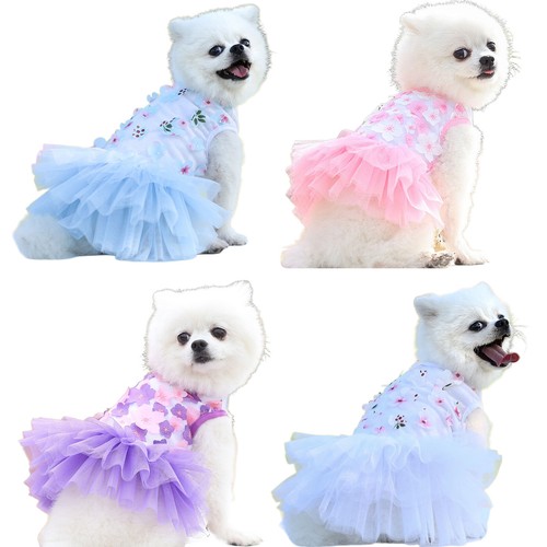 Dog Princess Dress Pet Birthday Clothes Soft Tutu Skirt for Cat Puppy Party - Picture 2 of 21