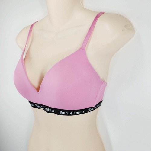 JUICY COUTURE Size 34B Pink Molded Cup Black Logo Strap Bra Womens - Picture 5 of 5
