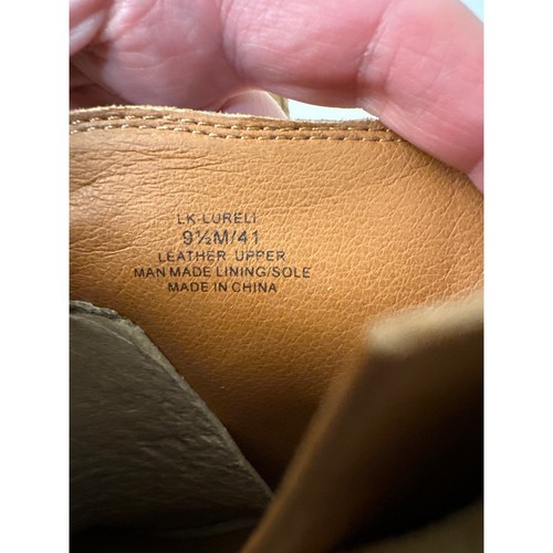 Lucky Brand Lureli Peeptoe Keilabsatz Wildleder hellbraune Stiefeletten Größe 9,5 neu - Bild 5 von 6