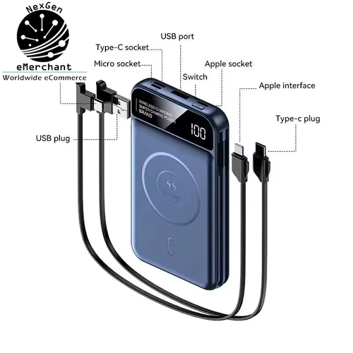 Banco de Alimentación Inalámbrico Cargador Magnético Xiaomi 50000mAh Cable Incorporado Móvil - Imagen 3 de 9