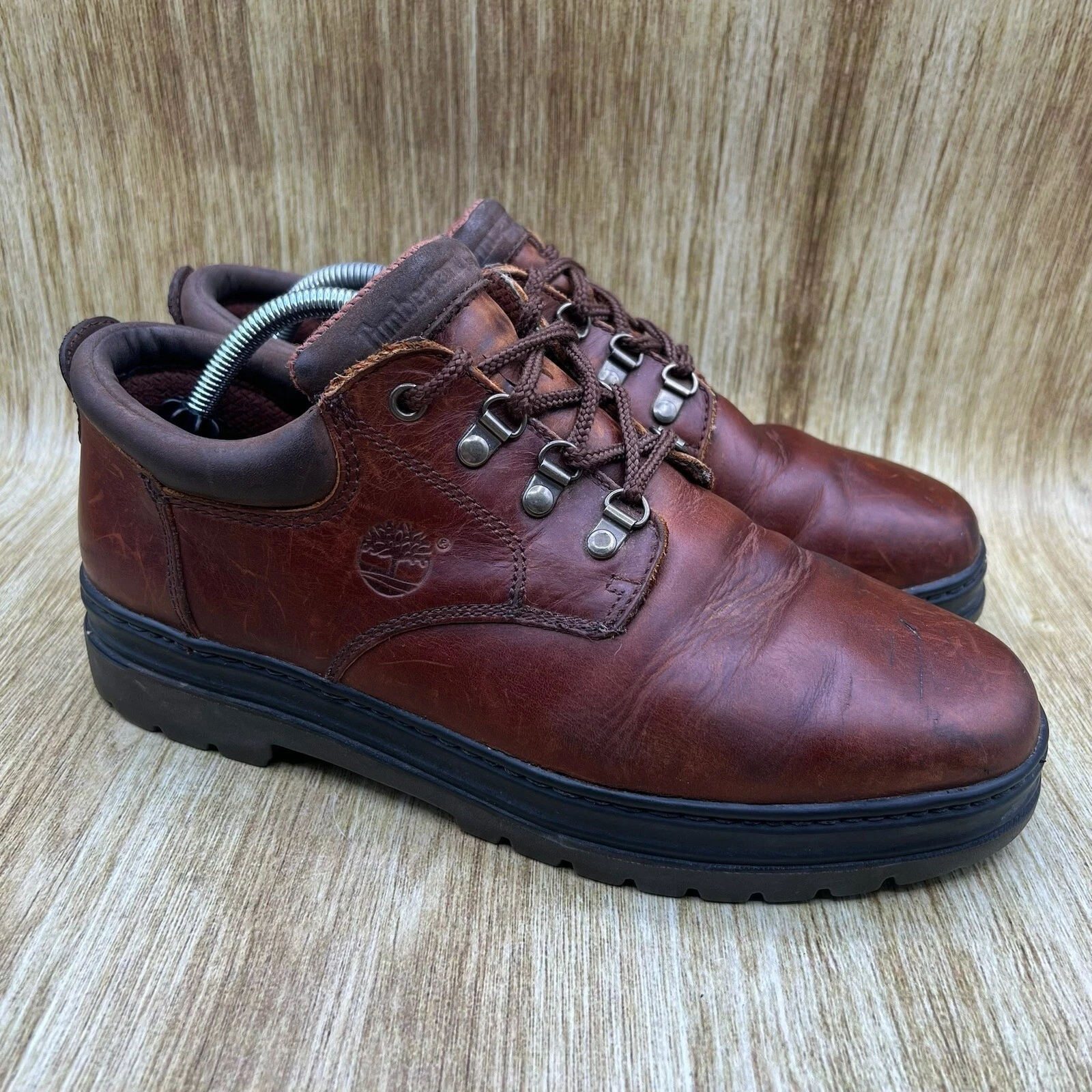 Scarpe stivaletti Timberland Oxford uomo misura 10 5 larghi pelle marrone 69049