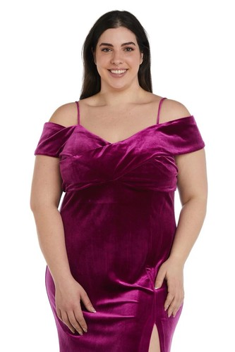 NWT 22W Nightway Stretch Velvet Evening Gown Pageant Prom Military Ball Fuchsia - Picture 7 of 14
