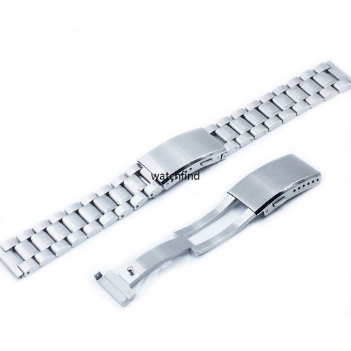 Correa de reloj de repuesto de pulsera de acero inoxidable con cierre de botón extensible sólido - Imagen 2 de 8