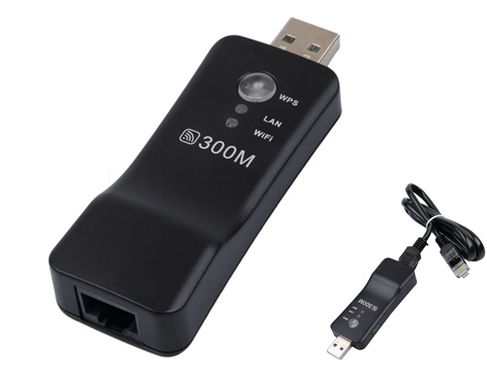 ADATTATORE USB DONGLE WIFI 300Mbps CHIAVETTA WIRELESS LAN WPS PER SMART TV RJ45 - Immagine 3 di 3