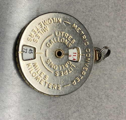 Vintage Metric Conversion Converter Metal Wheel Tool Keychain Stiff To Move - Picture 5 of 7