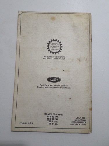 Ford 1981 manual de especificaciones de rendimiento especial - Imagen 4 de 4