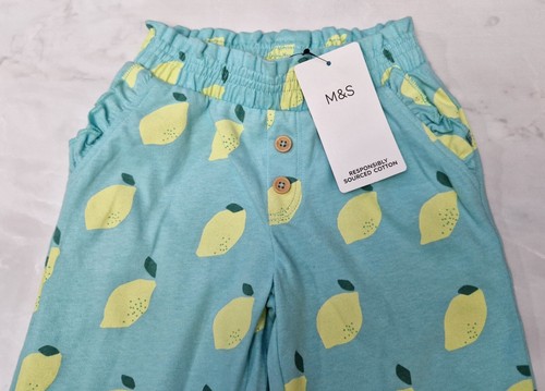 MARKS & SPENCER Niños Niñas Verde Estampado Limón Suave Leggings Edad 2-3 Años - Imagen 2 de 5