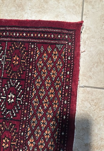 Vintage Red Bokhara Turkoman Handmade 75”x 50.2” All Over Design Rug - Picture 4 of 23