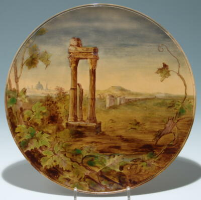 P. Ipsen Terracotta Roman Landscape Wallplate - dated 1889            