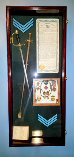 Military Uniform Display Case Black & White LED Cabinet Army Pin Wood Shadow Box - Picture 7 of 11