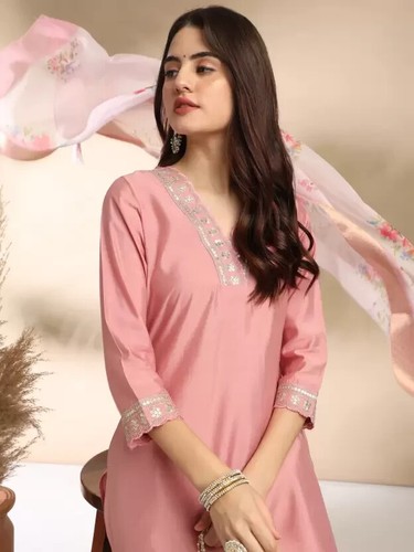Designer Top Tunic Salwar Kameez Indian Pakistani ethnic Kurti Pant Dupatta Set - Picture 5 of 8