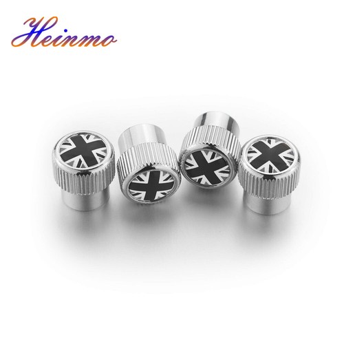 Grey Union Jack Chrome Car Tire Wheel Valve Stem Cover Caps For All Cooper S - Picture 1 of 3