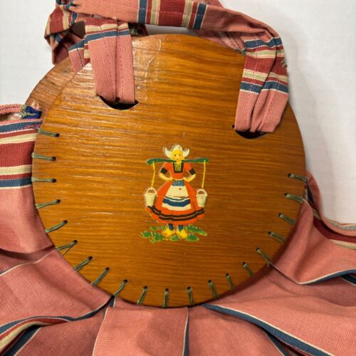 Vintage 1930-40's Bonnie Bag purse Rose/Green awning stripe flower/Dutch - Picture 2 of 15