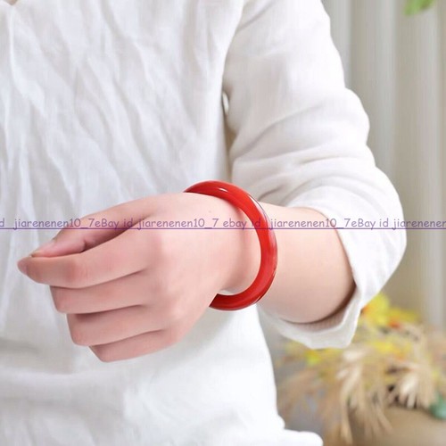 Brazalete Brazalete Natural Brasil China Rojo Calcedonia Jade Mujer Joyería 56-66mm - Imagen 7 de 16