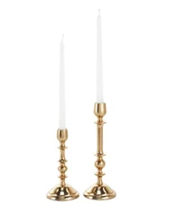 4 sets of (2 pieces) Litton Lane Gold Aluminum Metal Candle Holder (Set of 2)