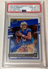 Justin Herbert 2020 Donruss Optic Rated Rookie On Card Autograph /150 PSA 10/10