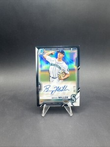 Bryce Miller 2021 BOWMAN CHROME DRAFT 1ST BLACK REFRACTOR AUTO/75 Mariners