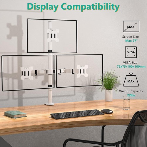 Fully Adjustable Triple Monitor Desk Mount Three Monitor Stand Screens up to 27" - Picture 30 of 34