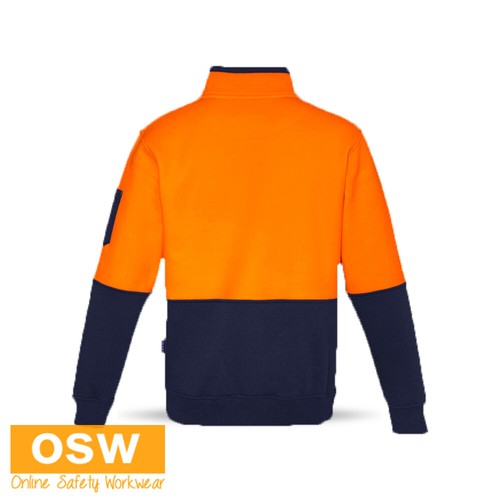 Unisex Hi Vis 1/2 Zip Pullover 100% Polyester Soft Warm Kangaroo Pockets - Picture 6 of 9