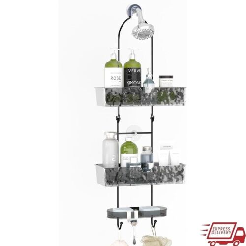 Hanging Shower Caddy No Drilling Adjustable Storage Organizer Shampoo Soap Razor